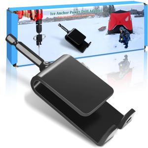 Ice Anchor Drill Adapter for Set Up Ice Fishing Shelter, Fit 3/8" and 1/2" Chuck Power Drills, Quick and Easy to Set Up Ice Tent, Ice Fishing Accessories, Ice Shelter Accessories