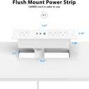 Furniture Drawer Outlet, Recessed Power Strip with (3) PD 20W USB Ports Fast Charging & (3) 15 Amp AC Outlets, (14 AWG) 5 FT White Spring Cord