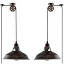 Plug in Pendant Light Industrial Pulley Pendant Lamp E26 Vintage Hanging Light Fixture With 16.4ft Cord On/Off Switch For Pool Table,Houseplant Grow lights,Kitchen Island,Sink 2 Pack Aged Bronze