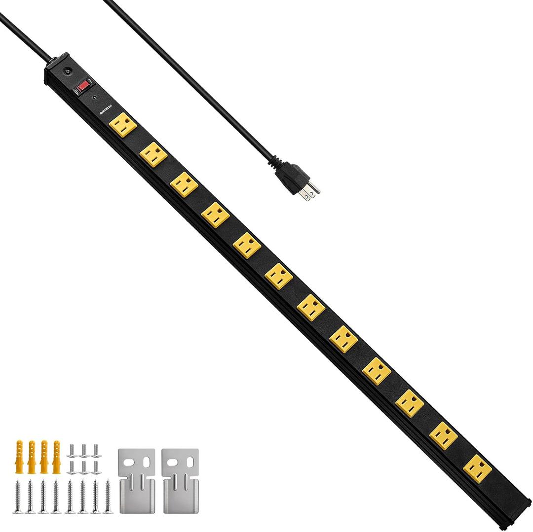 SURAIELEC 12 Outlet Long Power Strip with 15ft Cord, 1020J Surge Protection