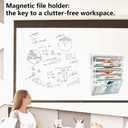 6 Tier Magnetic File Holder with Hook, Magnetic File Organizer Folder Holder, Wall File Organizer, Hanging Magnetic Paper Holder for File Cabinets, Office, Whiteboard, Magnetic Mail Holder