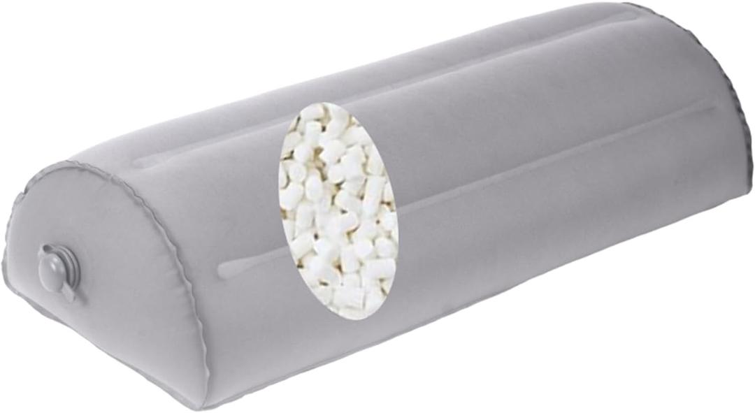Potelane Inflatable Bolster Pillow for Leg, Back, Ankle,Knee & Neck Support  Half Moon Air Cushion, Self-Inflating Design,Lightweight, TPU & Soft Milk Fiber  Travel Leg Elevation Pillow 51x21x12cm