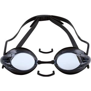 The Friendly Swede Swim Goggles for Women & Men Anti Fog Swimming Goggles w/ 3 Nose Pieces & Case; Wide Angle Lens -1 pack (Black)