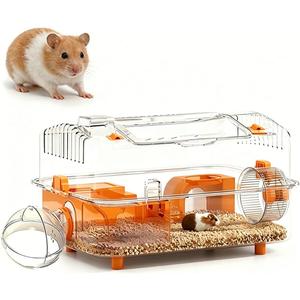 8-in-1 Dwarf Hamster Cage, No Assembly Full Transparent, Small Desktop/Breeding/Nursery Cage, 16.93×11.81×9.45 in, Fits Small Space/Kid’s Room, for Dwarf & Baby Hamsters