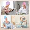 AIDEA Microfiber Hair Towel, 40 X 20 Inches Soft Wrap for Women, Super Absorbent & Fast Drying Turbans for Long, Thick, Curly Hair- Anti Frizz Wrap with Elastic Strap