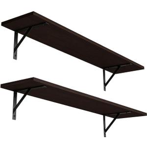 Long Wall Shelves, 31.5" Wall Mounted Shelves with Metal Brackets
Floating Book Shelf, Set of 2, Easy Assembly, Max Load 22lbs, Wood Wall Storage Ledges, Living Room/Bathroom/Bedroom Espresso