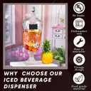 Zhehao 2 Pcs Drink Dispensers for Parties 1.3 Gallon Glass Beverage Dispenser Clear Vintage Crystal Iced Beverage Dispenser with Spigot and 2 Wooden Chalkboard Wide Mouth Beverage Server for Bar Home