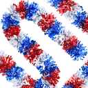 66FT 4th of July Patriotic Tinsel Garland, Glitter Tinsel Garlands Metallic Holiday Streamers for Memorial Day Independence Day Indoor Outdoor Holiday Party Decor (White)