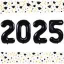 2 x Smlpuame 40 Inch 2025 Balloons Black, LargeFoil Number Balloons for Happy New Years Festival Celebration Party Supplies Class of 2025 Graduation Decorations