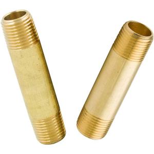Legines Brass Pipe Fitting Long Nipple 1/2" NPT Male x 1/2" NPT Male, 3" Length (Pack of 2)