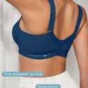 OYOANGLE Women's Push Up Lace Bras Underwire Adjustable with Wide Strap Lingerie Shaping Support Sexy Bras (Blue, 40B)