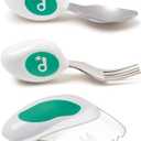 doddl Toddler Utensils, Ergonomic Fork Spoon and Knife Set for Self Feeding, Stainless Steel Silverware for 13 Year Olds, BPA Free, Dishwasher Safe (Aqua)