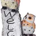 Lily's Home Owl Garden Statue with Welcome Sign - Fake Owl Decoy Bird Scarecrow Sculpture for Outdoor Protection