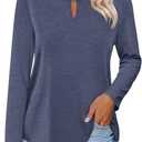 ORANDESIGNE Women's Long Sleeve Shirts Casual Fall Ladies Tunics Tops (XX-Large, Navy)