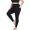 MOREFEEL Plus Size Leggings for Women with Pockets-Stretchy Tummy Control High Waist Womens Leggings Workout Black Yoga Pants 4XL