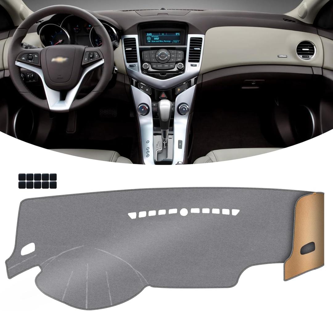 KEYOOG Dashboard Cover Dash Mat Fit for Chevy Cruze 2015-2011 (for Left Hand Drive), Car Dash Board Mat Anti-Glare Carpet,Non-Slip Pad Sunshield Protector (Grey)