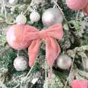 AIMUDI Pink Fur Bows 5''6'' Christmas Bows for Gift Wrapping Present Bows Faux Fur Bows for Christmas Trees Fireplaces Wreaths Crafts Home Outdoor Winter Decoration, 12 PCs
