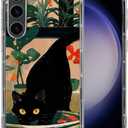 for Samsung Galaxy S23 Plus Case Clear,TMK Black Cat Catching Fish Transparent Soft Shockproof Protective Slim Thin Bumper Pattern Design Phone Case