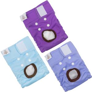 CuteBone Dog Diapers Female Washable Small Medium Large 3 Pack Reusable Doggie Diapers Puppy Period Pants for Doggy Heat Cycle Peeing D11M