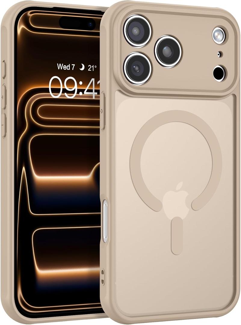 BENTOBEN Magnetic for iPhone 17 Pro Max Case, Upgraded [Full Camera Protection] [Compatible with Magsafe] Translucent Matte Phone Case iPhone 17 Pro Max Shockproof Protective Cases, Light Brown
