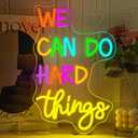 We Can Do Hard Things Neon Sign Classroom Led Neon Light Kids Wall Art Decor for Bedroom Library Office Postive Inspirational Children Students Birthday Gifts