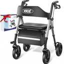 Walkers for Seniors, Z21 Rollator Walker with Seat Supports 350lb, 8" Big Wheels for All Terrain, Ergonomic Arc Seat & 6" Ultra Backrest Foldable Walker, Dual Height Adjustment, Lightweight 2025