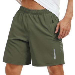 Mens Athletic Shorts 7 Inch Quick Dry Running Sports Shorts Lightweight Workout Gym Shorts Elastic Waist Shorts with Pockets (XX-Large, Army Green)