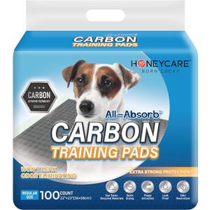 HONEY CARE All-Absorb Puppy Training Pads | Doggie Potty Pads Absorb Eliminating Urine Odor, Ultra Charcoal Dog Pee Pad (Carbon, L 22x23 inch, 100ct) (L 22"x23",100ct)