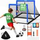 Kids Soccer Goal Set for Backyard, Portable Soccer Nets Set of 2 with Soccer Ball, Scoreboard, Agility Ladder, Cones and Target Nets, Indoor Outdoor Soccer Training Equipment for Boys and Girls