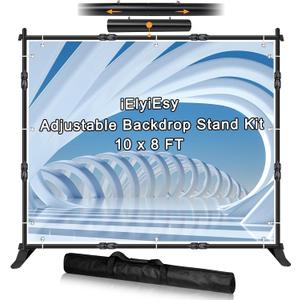 iElyiEsy Backdrop Banner Stand, 10x8FT Heavy Duty Adjustable Step and Repeat Stand with Carrying Bag for Parties Photo Booth Trade Show