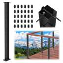 Zylorix 36" T304 T-drilled Cable Railing Corner Post(Post 35"x2"x2"), Modular Three Sides Wire Railing Post with Cable Grommets, Fixed Top Mount Stainless Steel Black Finish Deck Staircase Post
