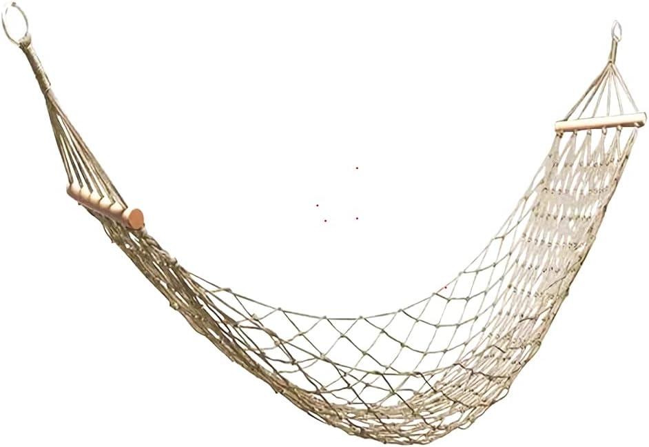 Cotton Rope Hammocks with Wood Spreader,Traditional Hand Woven Children Hammock for Outdoor, Indoor,Patio, Backyard,Accommodates One Person with a Weight Capacity of 220 lbs.