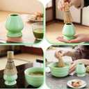 2 x Matcha Whisk Holder Ceramic Chasen Stand for Traditional Japanese Tea Lover Green