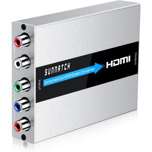 Component to HDMI Converter with Scaler Function, RGB to HDMI, 5RCA YPbPr to HDMI Converter Adapter, Component in HDMI Out Converter(1080P, Aluminum)