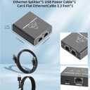Gigabit Ethernet Splitter 1 to 2, Aluminium LAN Splitter 1000Mbps RJ45 Ethernet Switch Network Splitter with USB C Power Cable for Cat5/5e/6/7/8 (Gigabit Ethernet Splitter 1 to 2)
