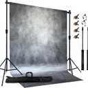 2-in-1 Portable Photo Backdrop Kit with 6x8ft Abstract Background - Includes Adjustable Stand, 8 Clamps & Storage Bag(Grey,6x8ft)