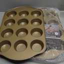 2 Pack Nonstick Muffin Pan Set, 12-Cup Heavy Duty Cupcake Baking Pan with Handles - PFOA-Free Muffin Tin, Rust Proof & Warp Resistant, Oven Safe 430F (Gold)