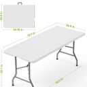 Pureegg 6FT Folding Table - No Assembly Required, Versatile Dining Table with Carrying Handle & Tabletop Safety Lock, Portable Foldable Table for Party, Craft, Camping, Picnic, White