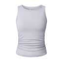 OQQ Women's 1 Piece Tank Tops Crew Neck Sleeveless Basic Stretch Casusal Yoga Crop Camis L