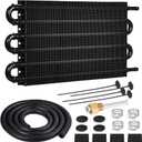 EVIL ENERGY 5/16" Transmission Oil Cooler, 6 Pass Tube and Fin Cooler Kit Universal Aluminium Black