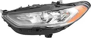 Headlight Assembly Compatible with 2017-2020 Ford Fusion Left Driver Side Halogen Headlamp w/LED (Left Driver Side)