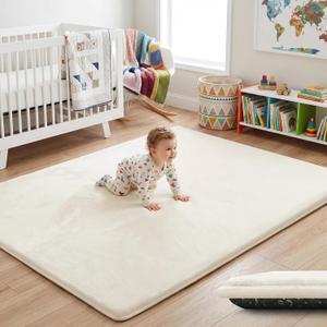 1.5" Thick Baby Play Mat for Floor 39x59 Soft Foam Play Mats, Beige
