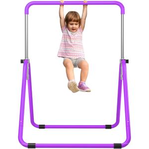 Kids Gymnastics Bar Gymnastic Equipment for Home Adjustable Height Gymnastic Training Bar Gymnastic Stuff for 3-7 Years Old Girls (Basic- Purple)