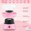 Cotton Candy Machine for Kids & Family, Mini Pink Vintage Cotton Candy Maker with 40 Sticks & Sugar Scoop, Ideal for Birthday Christmas Party Gifts