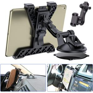 OHLPRO Tablet Holder for Car Dashboard, iPad Car Suction Cup Mount for Truck Windshield Vent with Flexible Arm Clip, for All 7"-11" iPad Samsung Galaxy Tab, 360 Rotation, Black