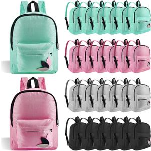 Amylove 24 Pcs Classic Backpacks Bulk 14 Inch Back Packs for Boys Girls Assorted Colors Backpack Unisex School Bag Bulk for Daypack (Bright Color) (Gray, Green, Black, Pink)