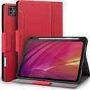 Antbox for iPad Pro 11 Inch Case M5 2025/M4 2024, Built-in Pencil Holder, Fully Supports Pencil Pro/USB-C, Auto Sleep/Wake Function Vegan Leather (Red)