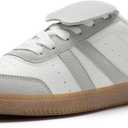 Rihero Women's Fashion Sneakers Tennis Walking Shoes Lace-Up Comfortable Non Slip Casual Sneakers (White), Size 9.5