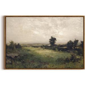 InSimSea Framed Canvas Wall Art Vintage Decor, Large Wall Art, Wild Field Landscape Painting Prints, Cottagecore Wall Decor for Living Room, Bedroom, Bathroom, Office Decorations, 20"x30"
