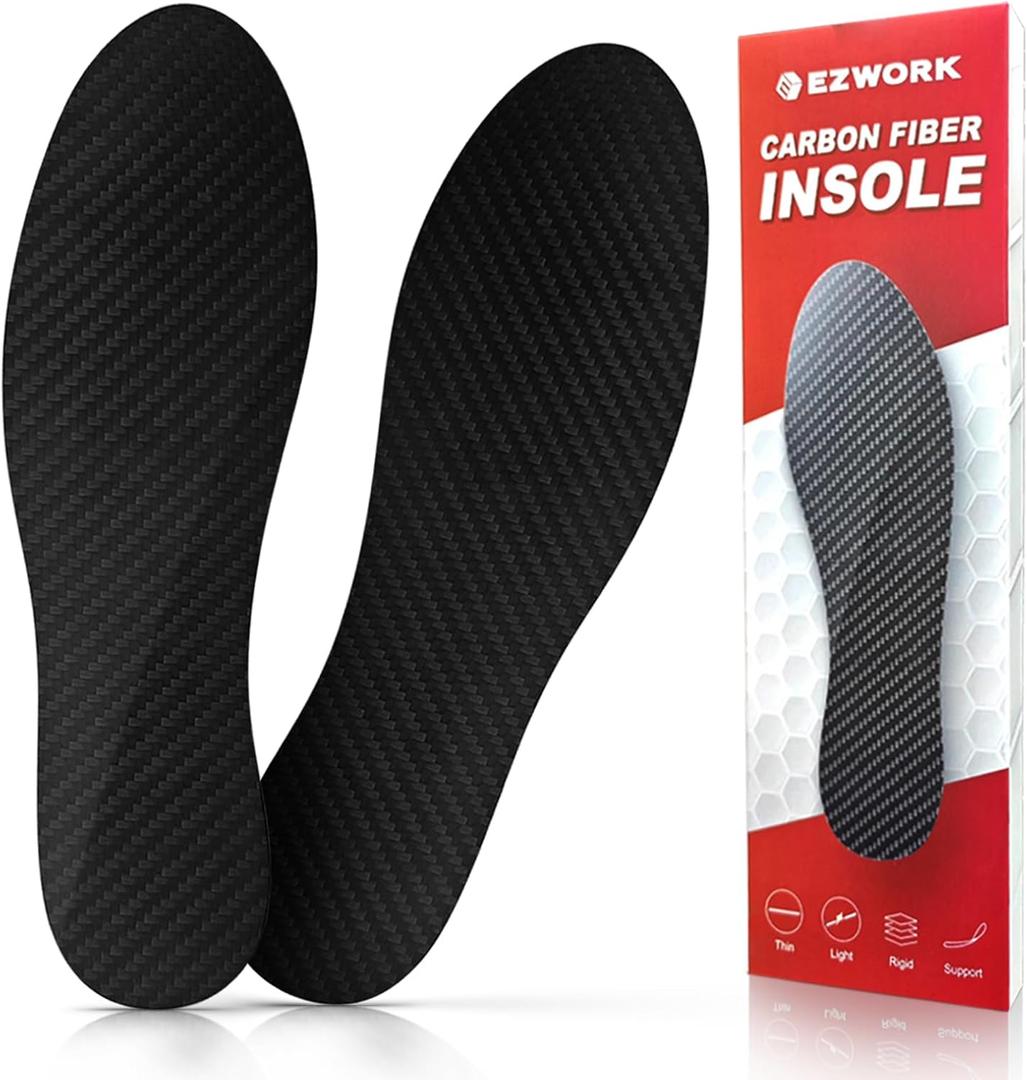 Carbon Fiber Insoles, Carbon Fiber Foot Plate 1 Pair Rigid Shoe Insert Support Turf Toe, Foot Fractures, Morton Extension, Hallux Rigidus and Limitus - Alternative to Post Op Shoe